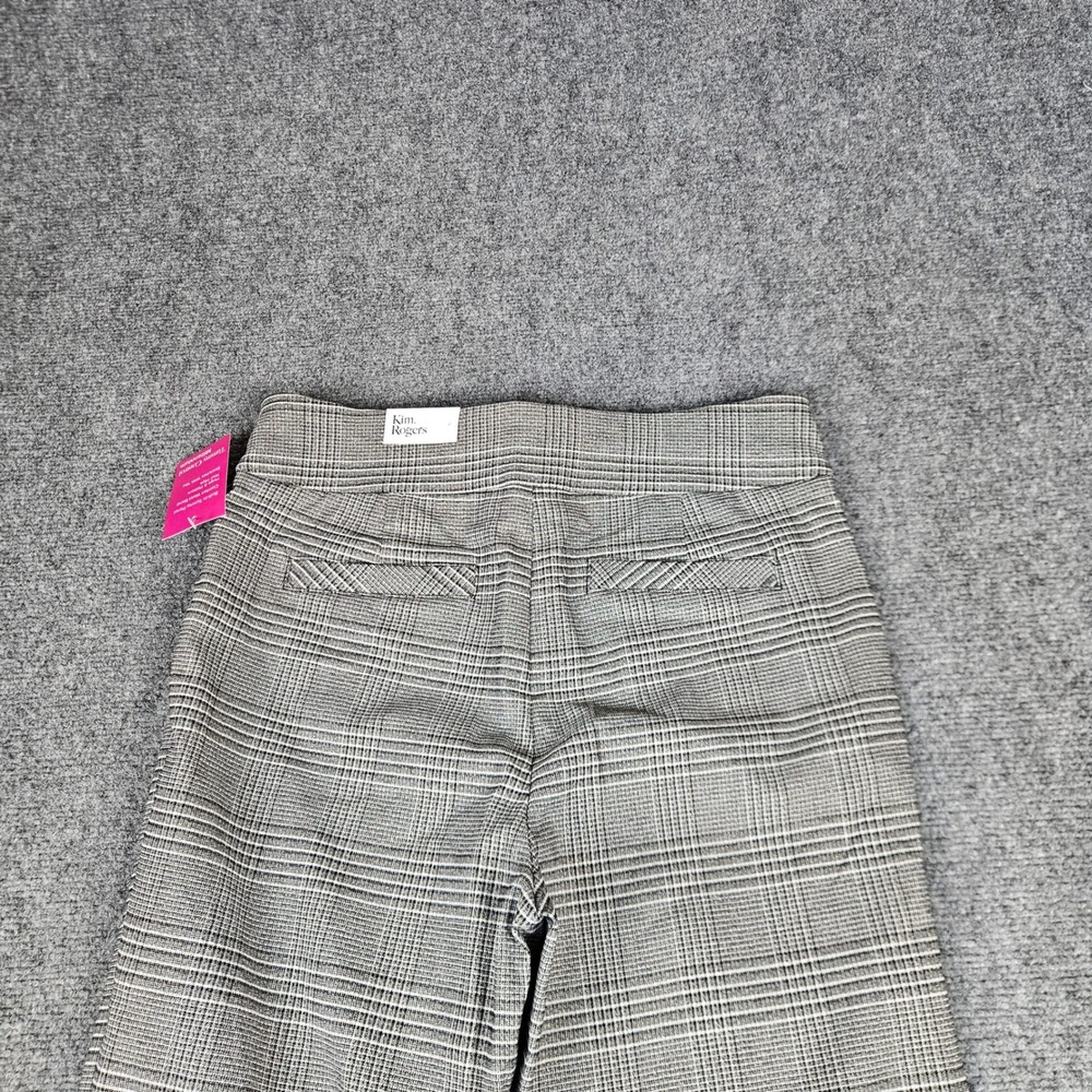 Kim Rogers Millennium Tummy Control Straight Leg Plaid Pants Black White Size 10 - Picture 8 of 11